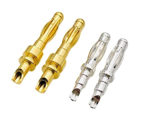 Özel boyut 4mm Erkek Muz Plug Bağlayıcısı Altın ve Filmiş Giysi Garanti