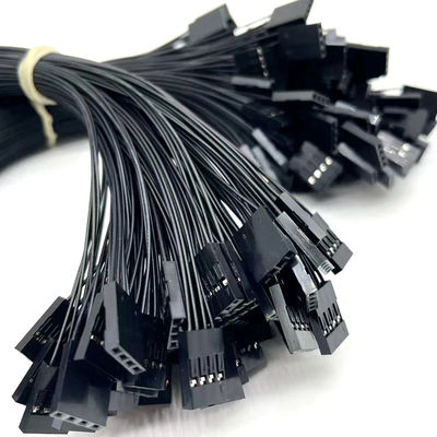 2.54mm Pitch 4 Pin Dupont Kablo Montajı UL1007 24awg Siyah Özel Uzunluk