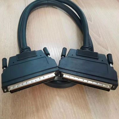 HPDB 100 Pin MDR Bağlantısı SCSI Kablo Montajı Bakır Kontakt Malzemesiyle Siyah Tel
