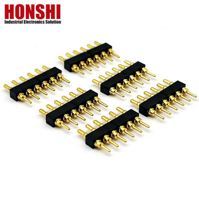 Kadın Pogo Pin Bağlantısı 6P Altın Kaplama H2.5 Dip Tipi Bakır Bağlantı PCB Yüksek Akım için