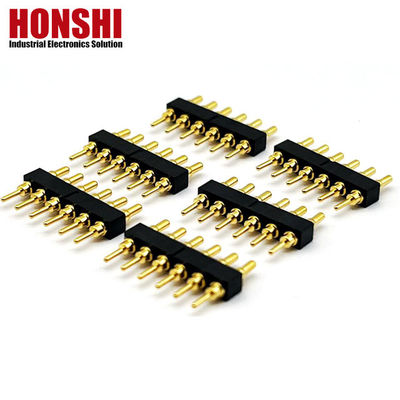 Kadın Pogo Pin Bağlantısı 6P Altın Kaplama H2.5 Dip Tipi Bakır Bağlantı PCB Yüksek Akım için