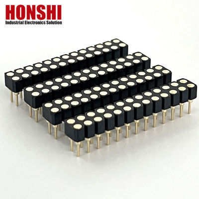 2.54mm Çift Satır PCB H3.0mm 7.4mm Düz Bakır İşlenmiş Yuvarlak Kadın Başlık Bağlayıcısı