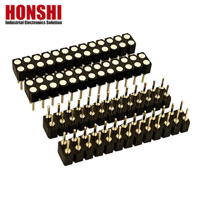 2.54mm Çift Satır PCB H3.0mm 7.4mm Düz Bakır İşlenmiş Yuvarlak Kadın Başlık Bağlayıcısı