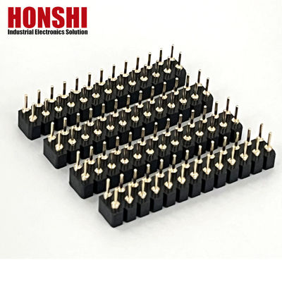 2.54mm Çift Satır PCB H3.0mm 7.4mm Düz Bakır İşlenmiş Yuvarlak Kadın Başlık Bağlayıcısı