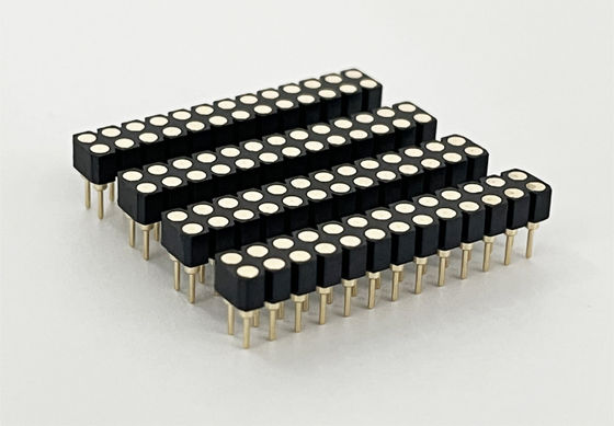 2.54mm Çift Satır PCB H3.0mm 7.4mm Düz Bakır İşlenmiş Yuvarlak Kadın Başlık Bağlayıcısı