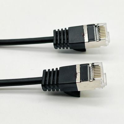 Özel Siyah Kalıplı Kablo Montajı RJ45 Cat7 Ethernet Patch Kablosu 8P8C Bağlantı Kablosu