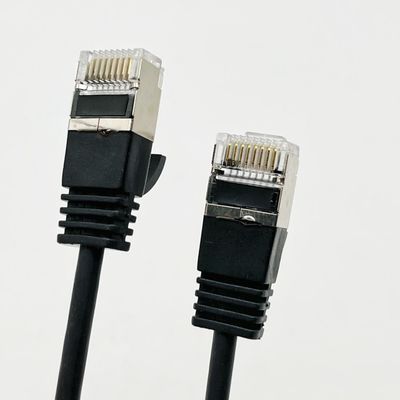 Özel Siyah Kalıplı Kablo Montajı RJ45 Cat7 Ethernet Patch Kablosu 8P8C Bağlantı Kablosu