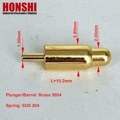 Dia 2.8mm Erkek Pogo Pin Bağlantısı Uzunluğu 10.2mm Dip Tipi Baharlı Yüklü Pogo Pinleri