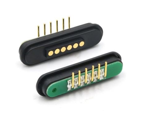 DC12V Manyetik Pogo Pin Su geçirmez Sağ Köşede Dip Baharlı Yüklü Bağlantı