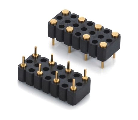 5.08mm Pitch Pogo Pin Connector Dip Tipi Kadın 8 Pin 4.0mm Üç Sıralı Baharlı