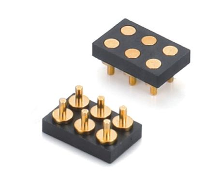 2.54mm Pitch Kadın 6 Pin PCB Bağlayıcısı Bahar yüklü Pogo Pin Bağlayıcısı Smt Tipi