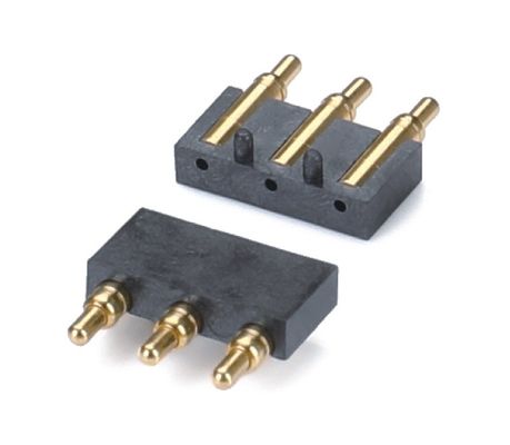 2.5mm Pitch Brass C6801 3 Pin SMT Type Erkek başlık Pogo Pin Bağlayıcı siyah plastik