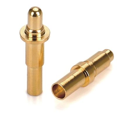 Erkek Solder 9.5mm Pogo Pin Connector Brass 3.2mm Yükseklik Yayla Yüklenmiş Altın Kaplama