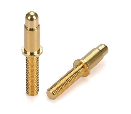 Erkek Solder 9.5mm Pogo Pin Connector Brass 3.2mm Yükseklik Yayla Yüklenmiş Altın Kaplama