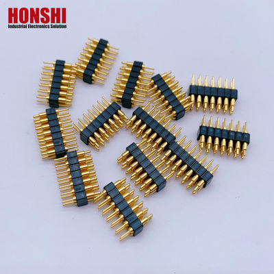 Özel 2.0mm Pitch Brass Pogo Pin 2 sıra 14Pin Bahar yüklü bağlantılar Erkek cinsiyet