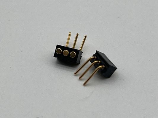 1.27mm 3pin sağ açılı dip tipi tunç yayla yüklü manyetik Pogo Pin konektörü