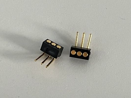 1.27mm 3pin sağ açılı dip tipi tunç yayla yüklü manyetik Pogo Pin konektörü