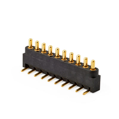 2.54mm pitch 10pin sağ açı erkek tunç yayla yüklü manyetik Pogo Pin konektörü