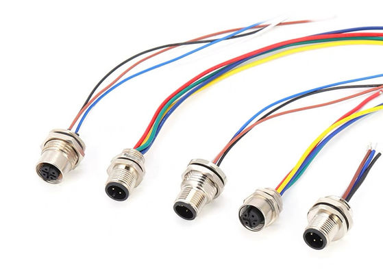 M12 Serisi Dairesel Bağlantı Erkek Fiş 5pin arka vida Panel montajı M16 * 1.5 PG9