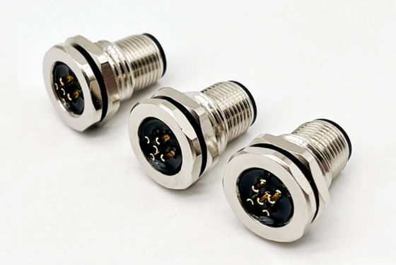 M12 Serisi Dairesel Bağlantı Erkek Fiş 5pin arka vida Panel montajı M16 * 1.5 PG9