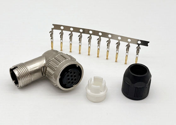 Tek dokunuşla kilitli CM10 Dairesel Bağlantı 2 Pin 10 Pin Sağ Köşeli Crimp Tel Plug