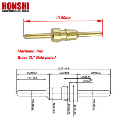 CNC İşlenmiş Kontak Pin Bakır Bağlantı Bakır Fişlik Pin Elektrikli Yuvarlak Pin 10.0mm