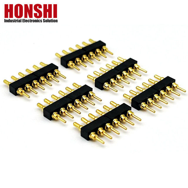 Kadın Pogo Pin Bağlantısı 6P Altın Kaplama H2.5 Dip Tipi Bakır Bağlantı PCB Yüksek Akım için