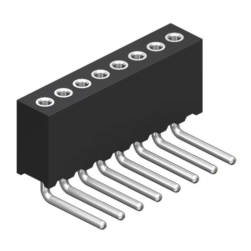 1.27mm İşlenmiş Kadın Başlık H4.1 Yuvarlak Tek Satır Sağ Köşeli Pin Başlık Kadın