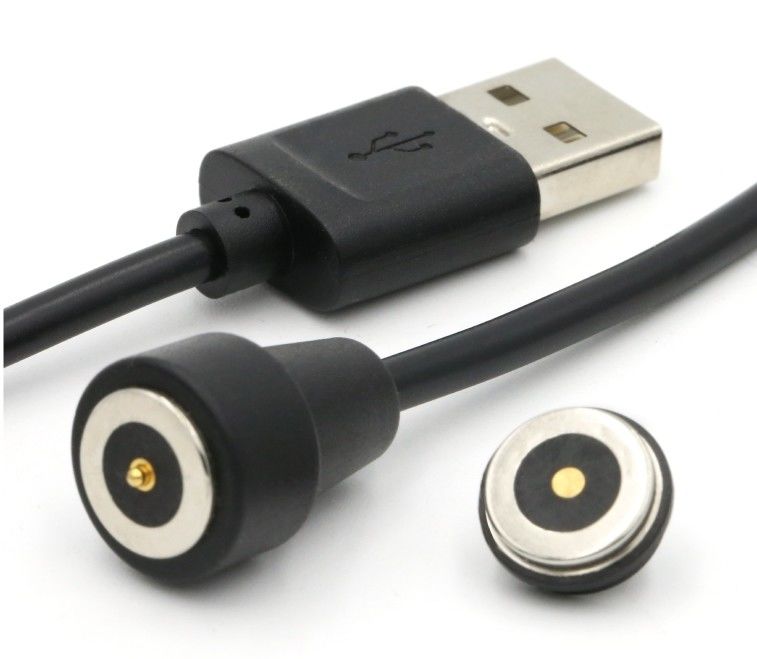 Yüksek Akım 3.0a Şarj Kablosu USB 2 Pin Dairesel Güç Şarj Adaptörü Manyetik Pogo Pin