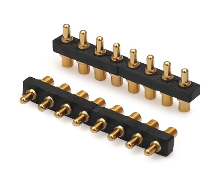 2.54mm Pitch Pogo Pin Connector Spring 8pin H1.5mm SMT Tipi Altın Kaplama Bakır Bağlantısı