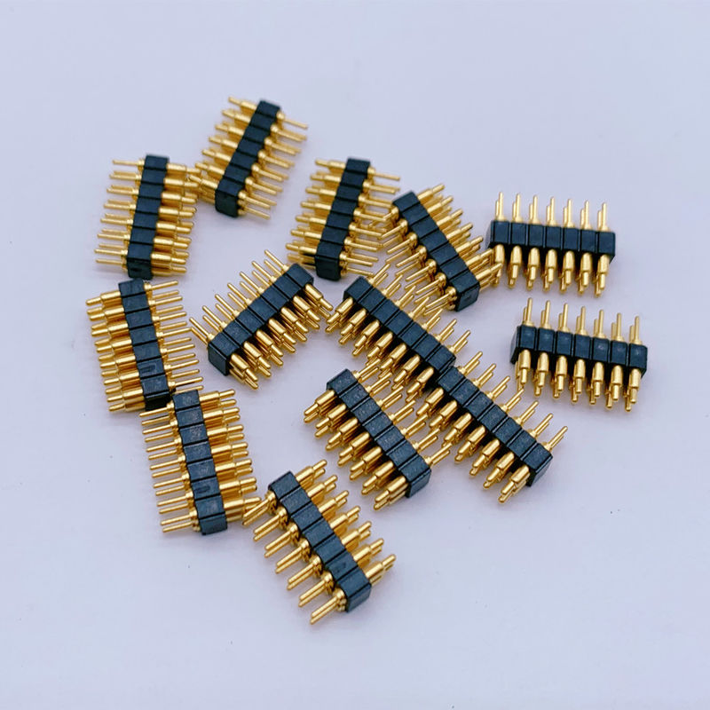 Özel 2.0mm Pitch Brass Pogo Pin 2 sıra 14Pin Bahar yüklü bağlantılar Erkek cinsiyet