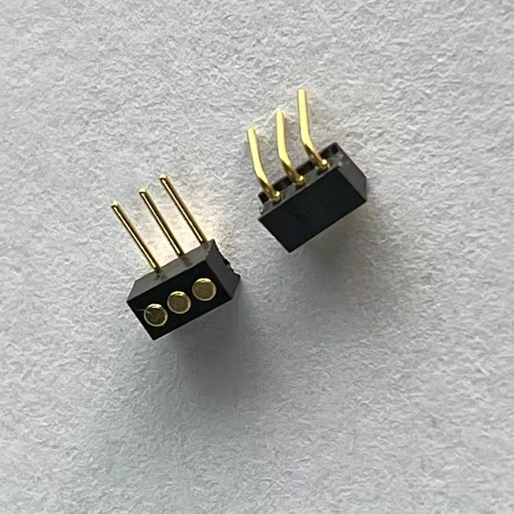 1.27mm 3pin sağ açılı dip tipi tunç yayla yüklü manyetik Pogo Pin konektörü