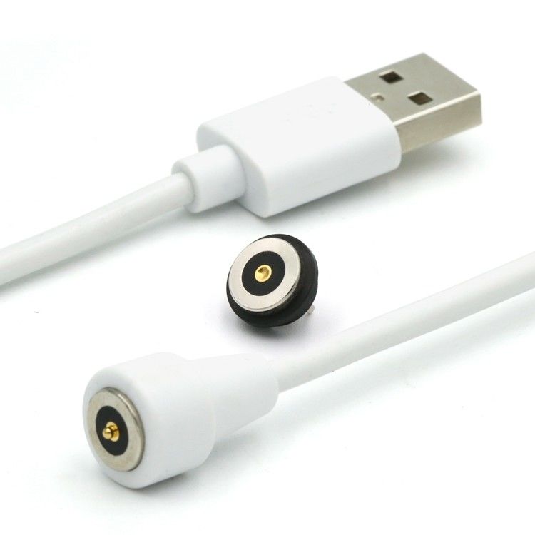 2 Pin Manyetik Pogo Pin Bağlantı Kablosu USB Tipi A M Beyaz Kablo