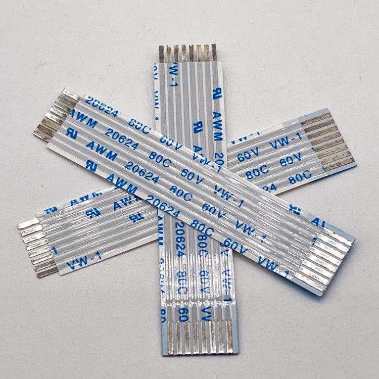 UL20624 1.25mm 8Pin FFC Ribbon Kablo 80C 60V 100mm Ribbon Esnek Düz Kablo