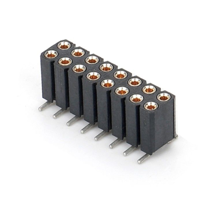 2.54mm Çift Sıralı H7.0mm SMT PCB Bakır Döner Kadın Başlık Bağlayıcısı PA6T Siyah